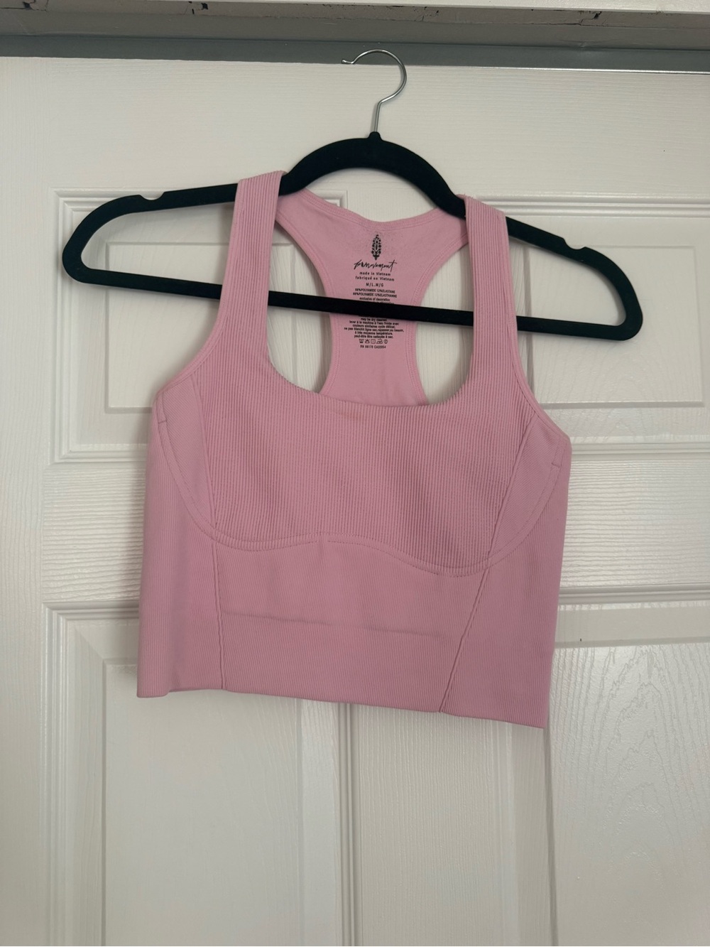FP Movement by Free People Pink Ribbed Racerback Sports Bralette